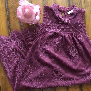 Maroon Lace Sleeveless Dress